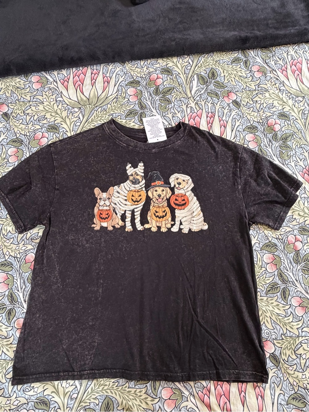 Women's Black Halloween Dog Graphic Tee